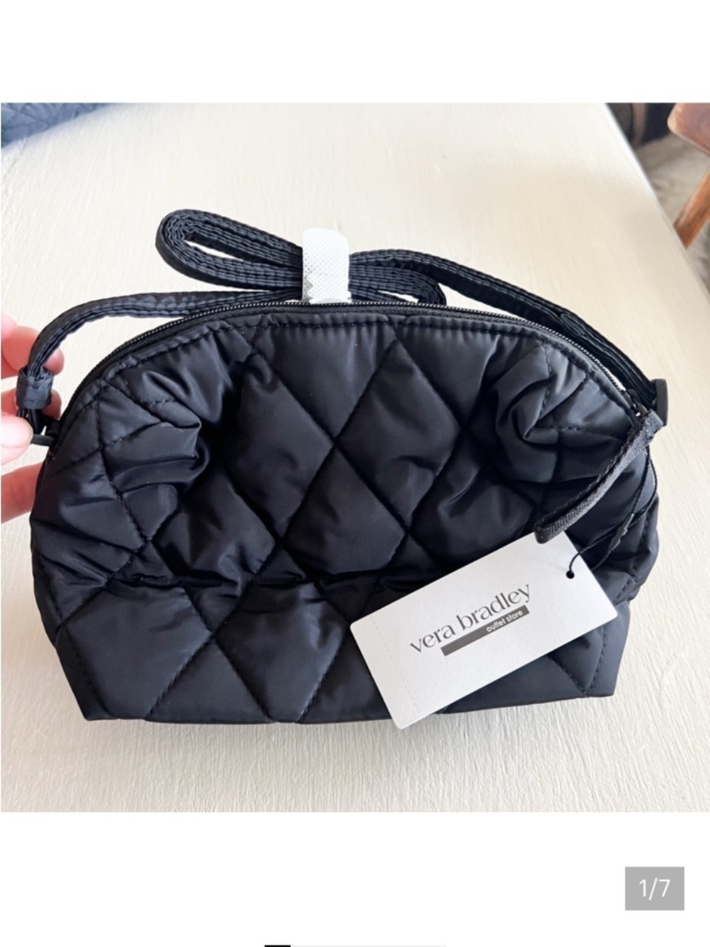 NWT Vera Bradley Quilted Black Crossbody Bag Moonless Night Small Purse